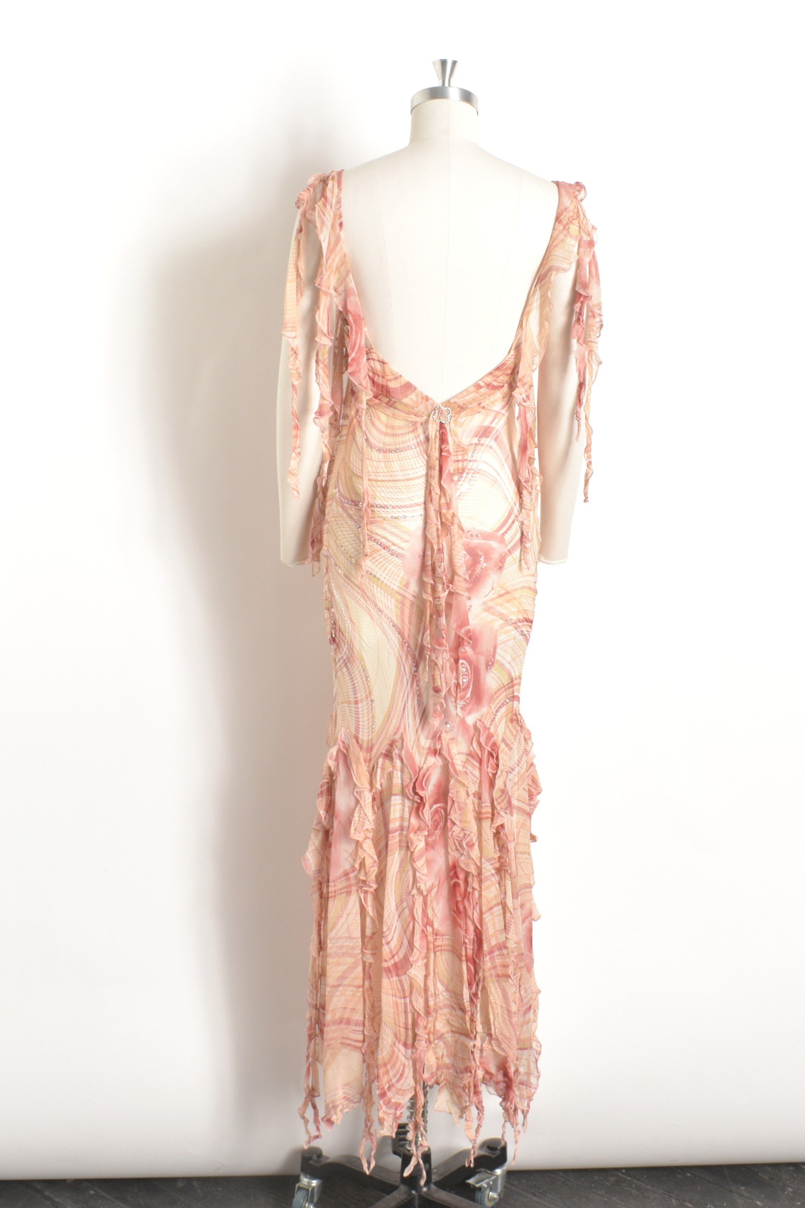 Y2K Diane Freis Peach Plaid and Roses Silk Dress-medium — La Poubelle  Vintage